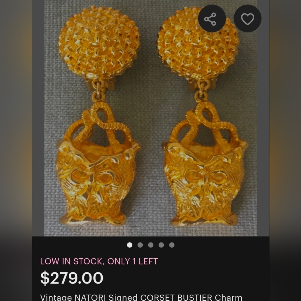 #162 Vintage NATORI Red Corset Earrings - Picture 8 of 8